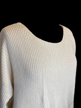 Load image into Gallery viewer, 0X White cotton knit long sleeve boat neck sweater w/ faux wrap open back
