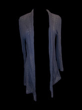 Load image into Gallery viewer, XL Dark blue loose knit cotton blend 3/4 sleeve open front cardigan
