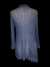 Load image into Gallery viewer, XL Dark blue loose knit cotton blend 3/4 sleeve open front cardigan
