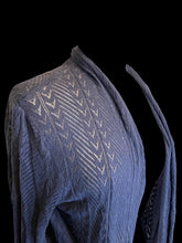 Load image into Gallery viewer, XL Dark blue loose knit cotton blend 3/4 sleeve open front cardigan
