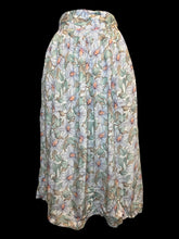 Load image into Gallery viewer, S Vintage 70s off-white &amp; multicolor pastel floral midi skirt w/ elastic waist, &amp; double button closure
